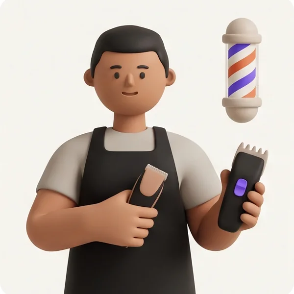 Barbero con una máquina de cortar el pelo