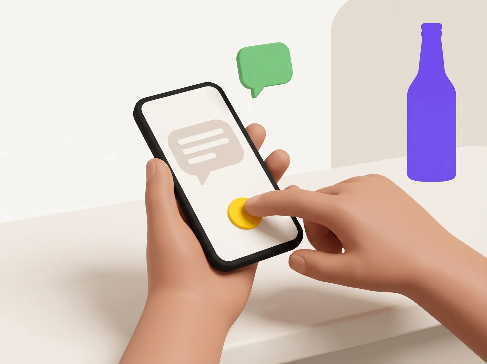 Manos sosteniendo un celular a punto de enviar un mensaje de WhatsApp